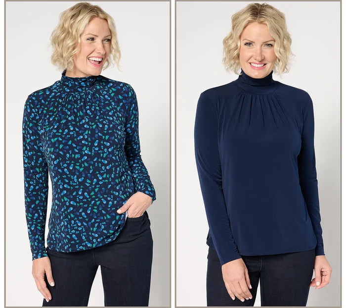 Liquid Knit Mock-Neck Tops