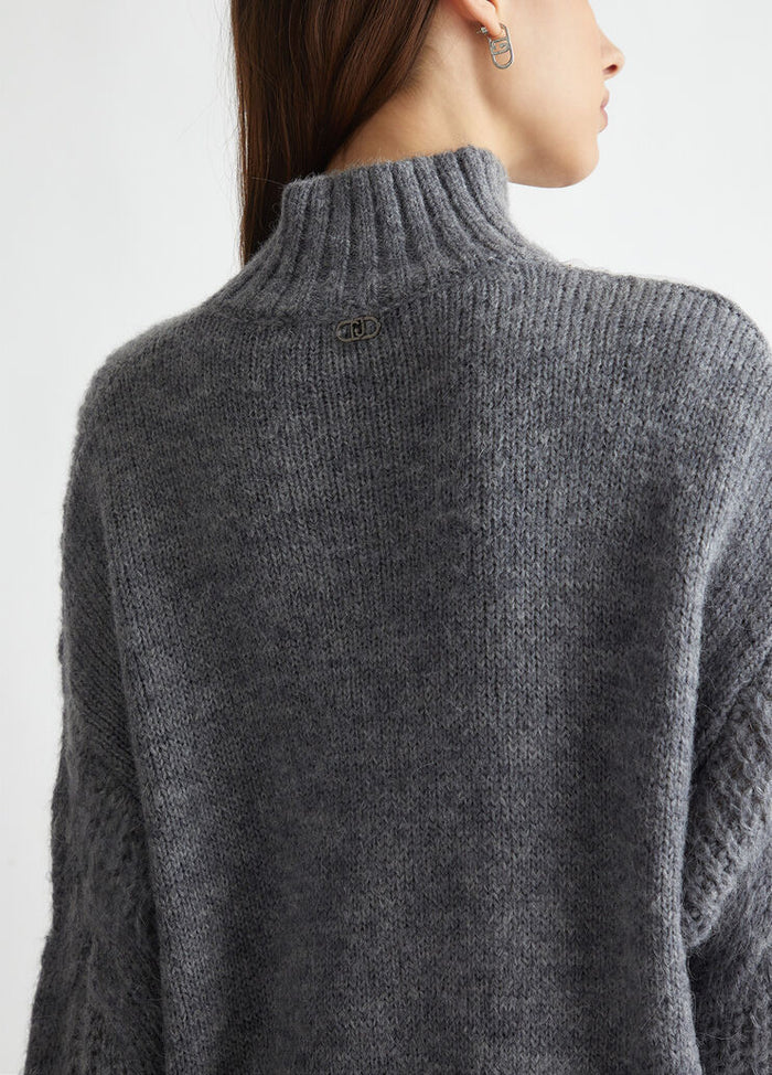 Liu Jo Maglia C/alto Motivo Spalla Grigio Donna