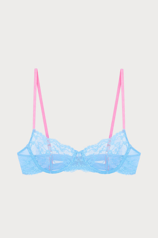 Manon Floral Lace Underwired Bra Pale Blue