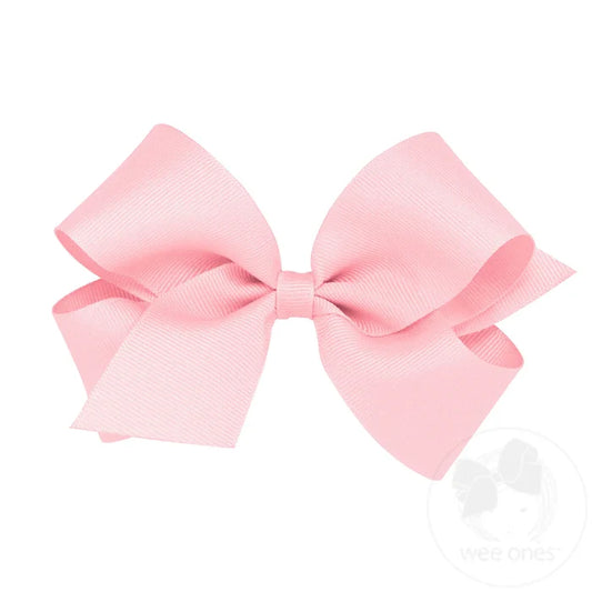 Medium Classic Grosgrain Hair Bow (Plain Wrap)- light pink