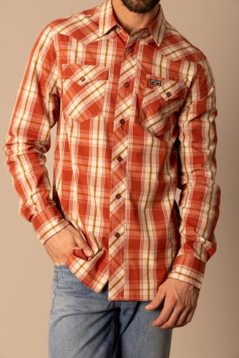 MENS KIMES FRANK RED BRICK PLAID SHIRT