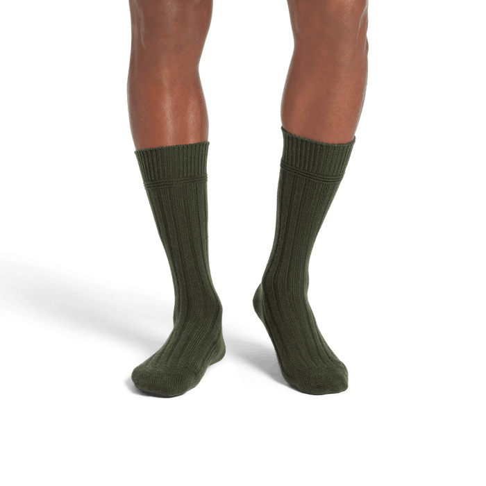 Men's Merino Cashmere Blend Rib Calf Socks