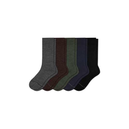 Men's Merino Wool Blend Dress Over the Calf Sock 5-Pack