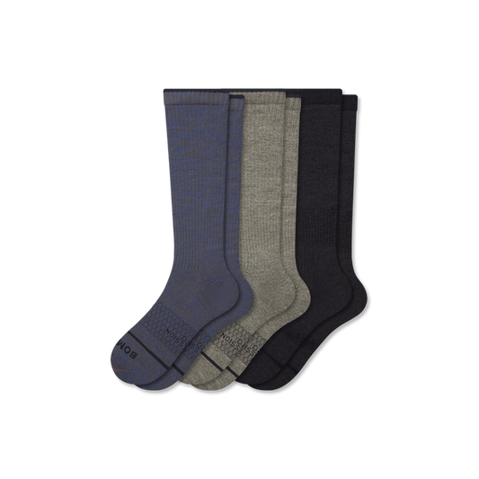 Men's Merino Wool Blend Everyday Compression Knee High Socks 3-Pack (15-20mmHg)