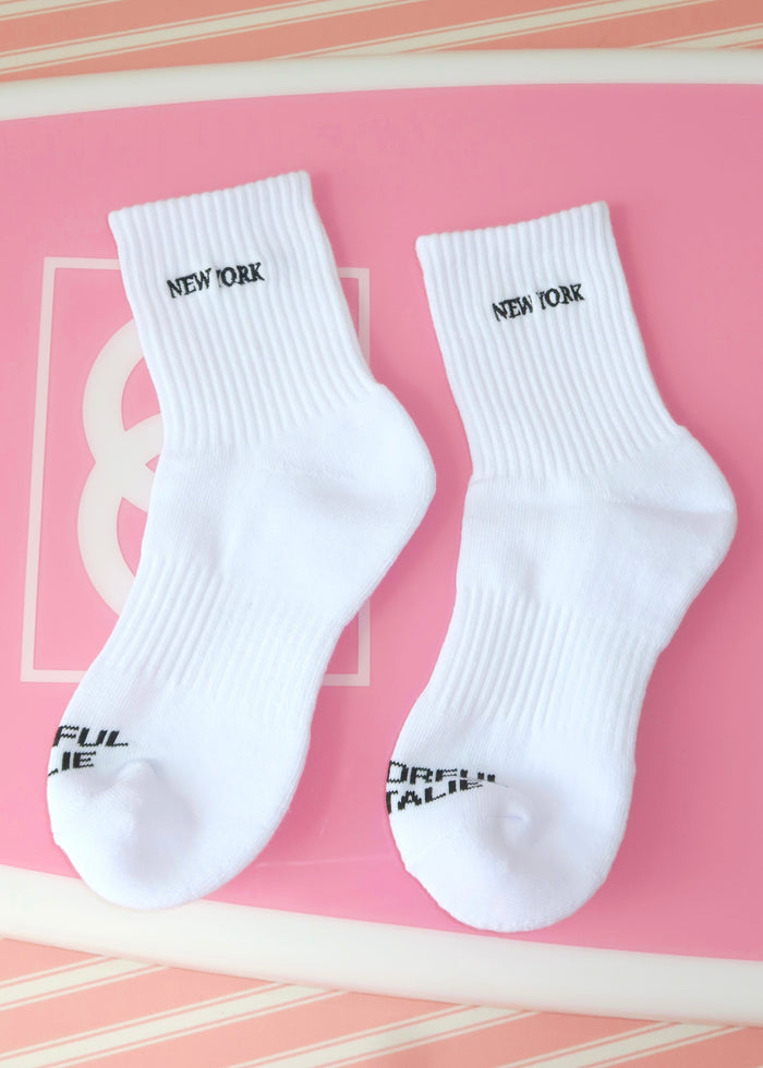 New York Black Embroidered Sock