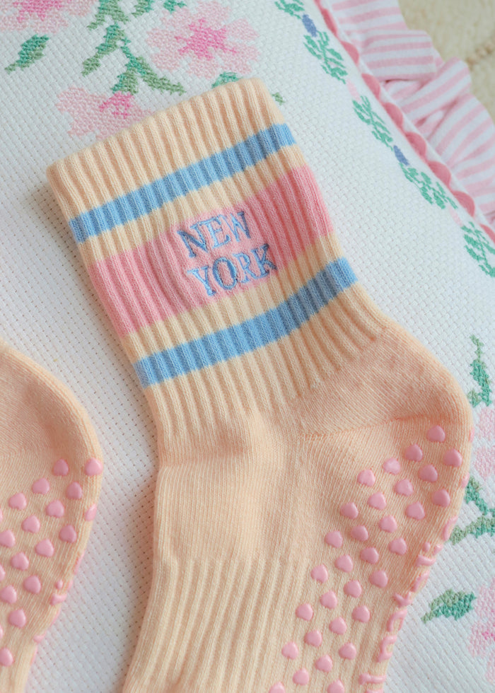 New York Blue Stripe Grip Socks