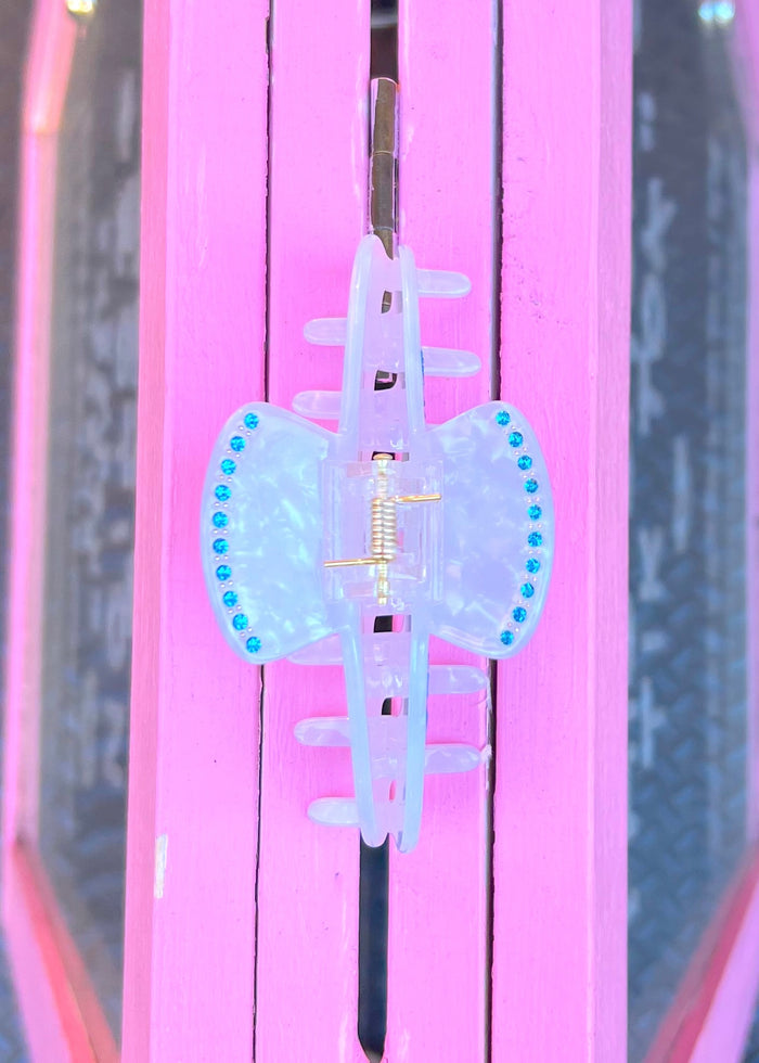 New York Blue Studded Ivory Hair Clip