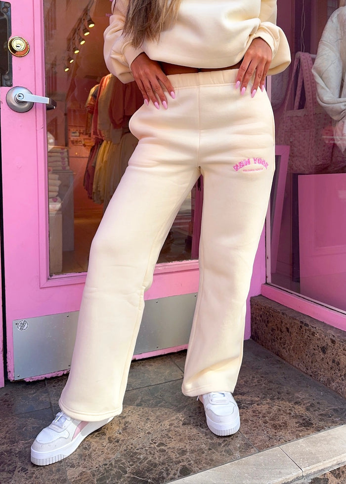 New York Cream Gingham Sweatpants
