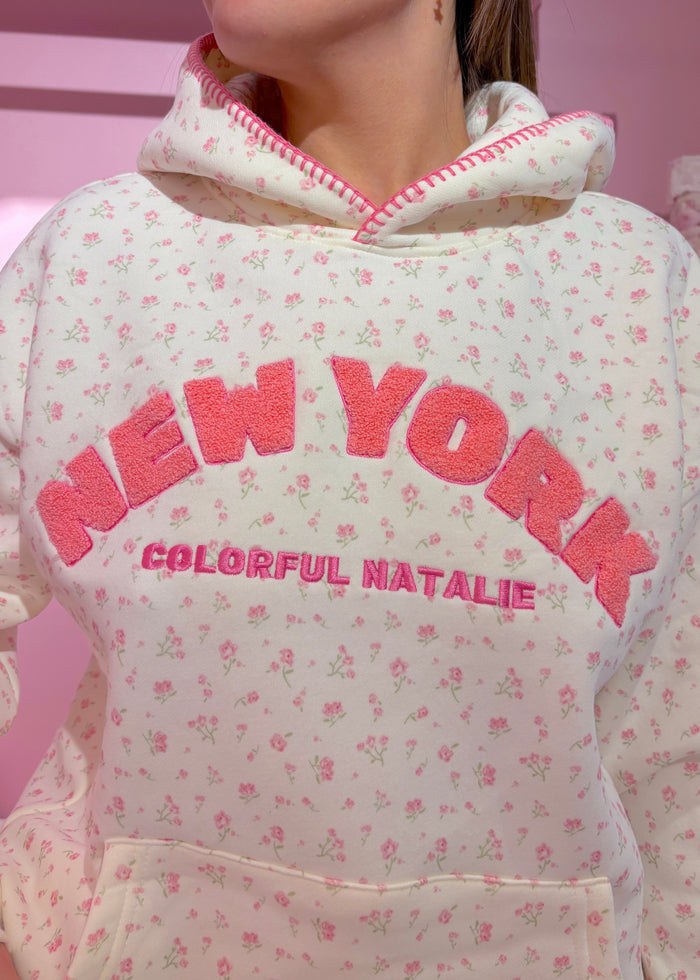 New York Floral Chenille Hoodie