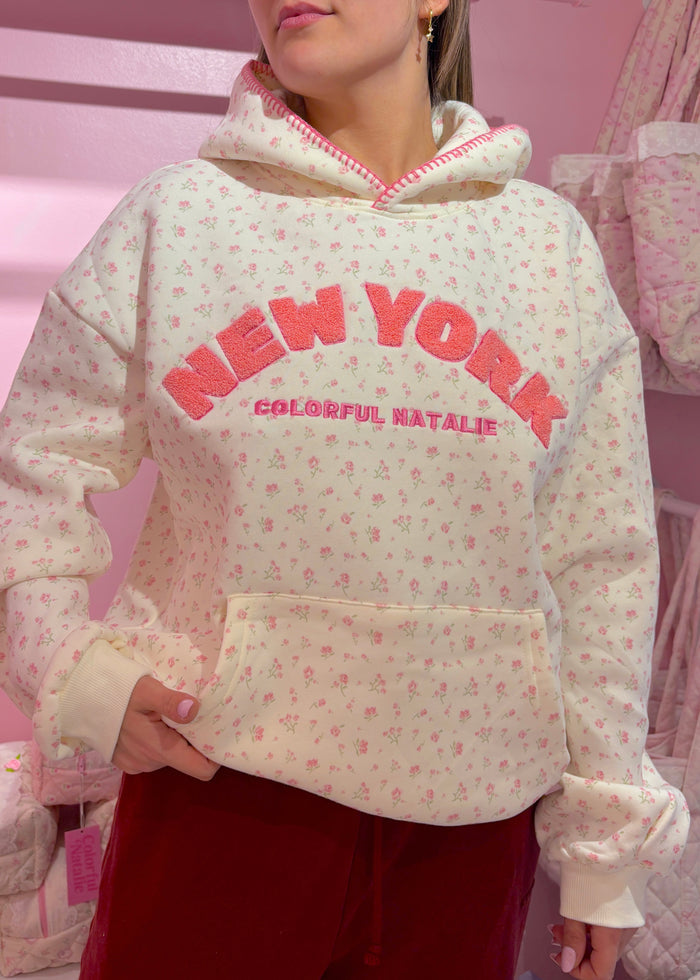 New York Floral Chenille Hoodie