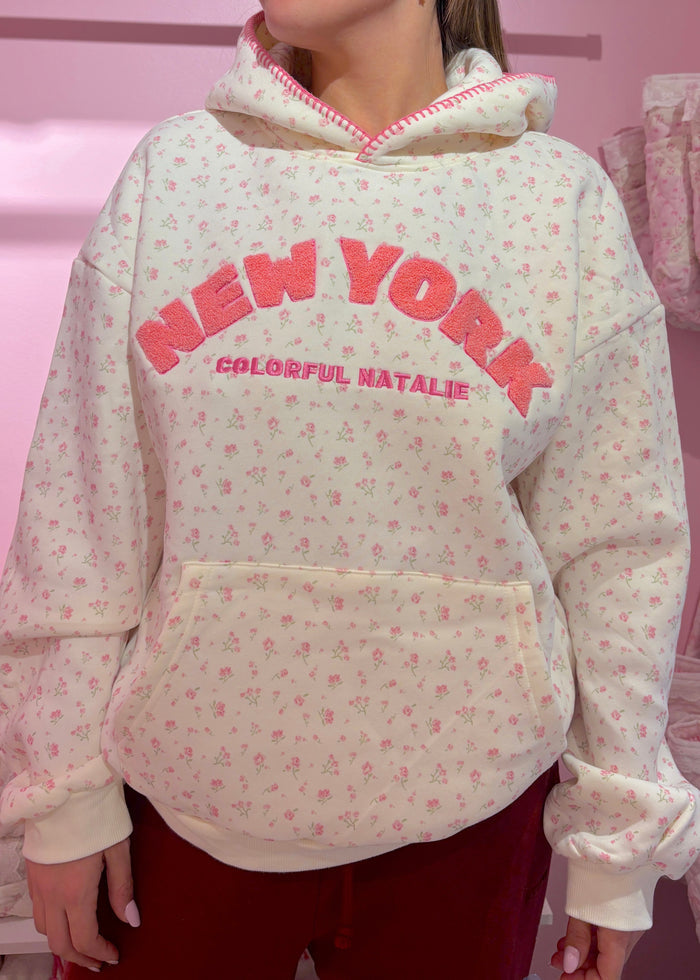 New York Floral Chenille Hoodie