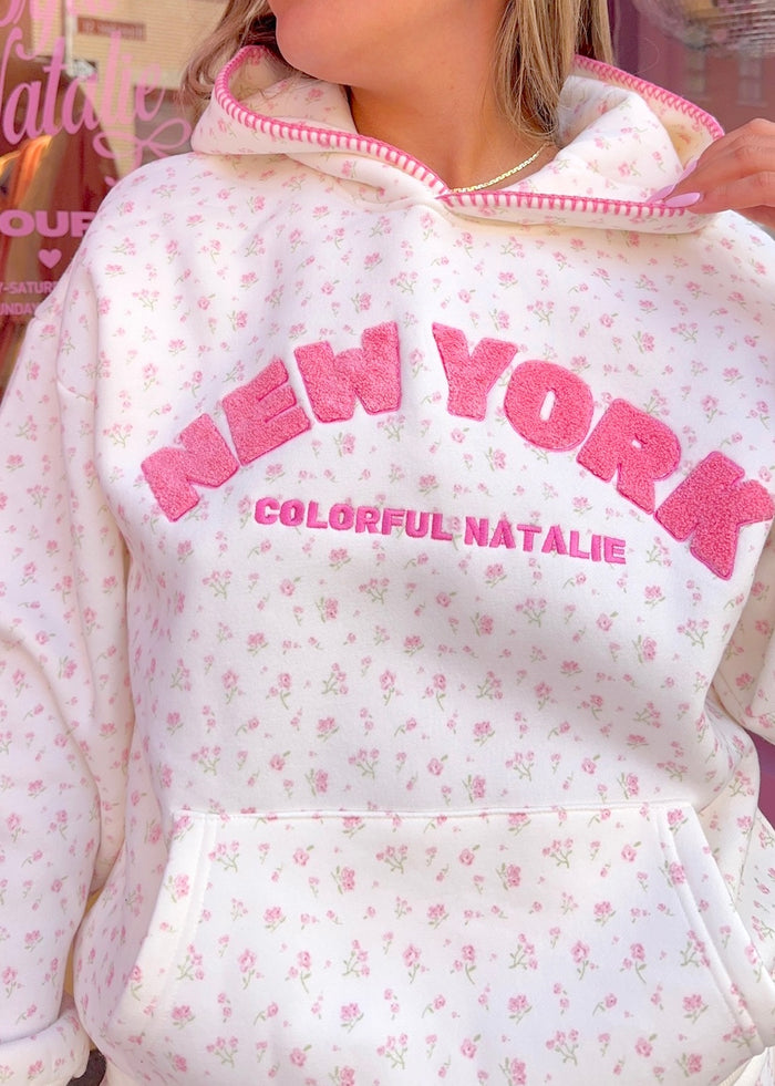 New York Floral Chenille Hoodie