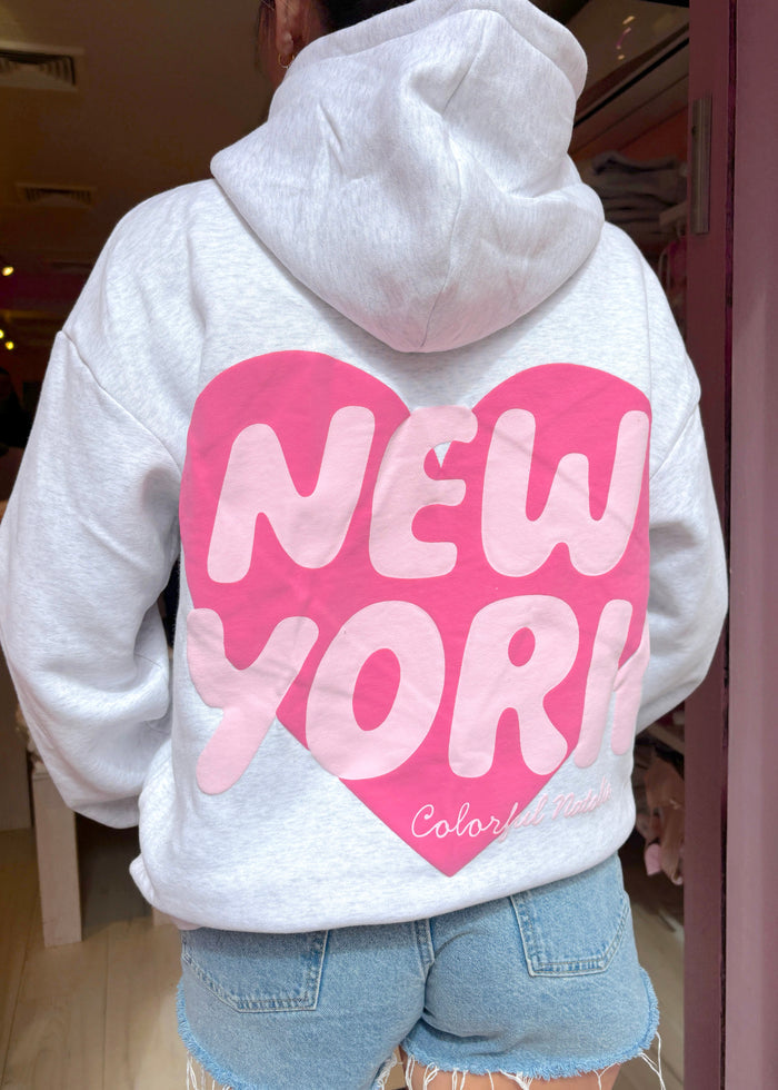 New York Heart Grey Puff Hoodie
