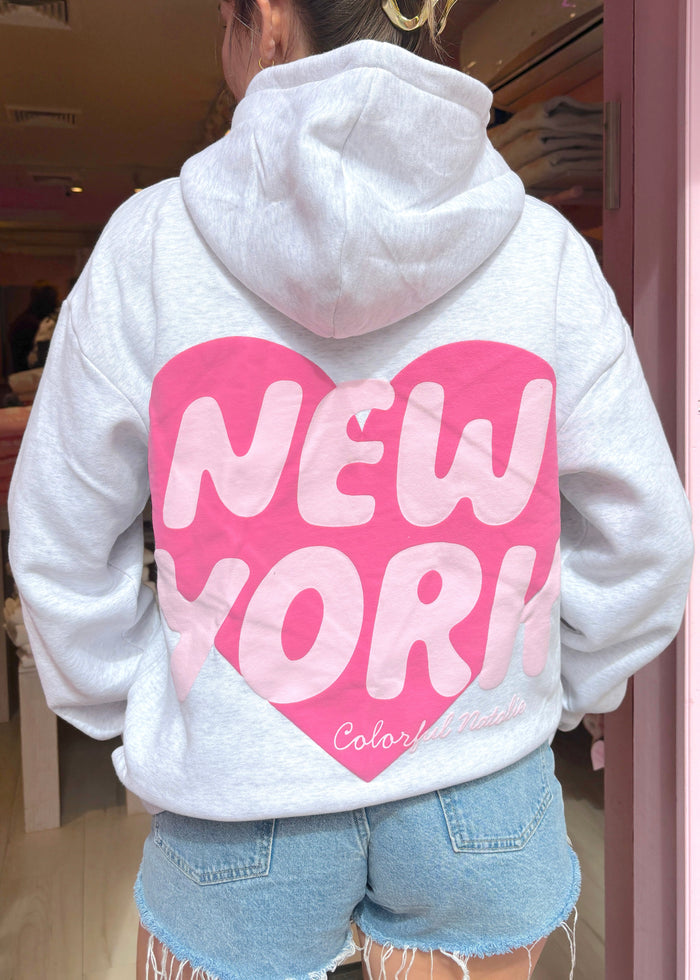 New York Heart Grey Puff Hoodie