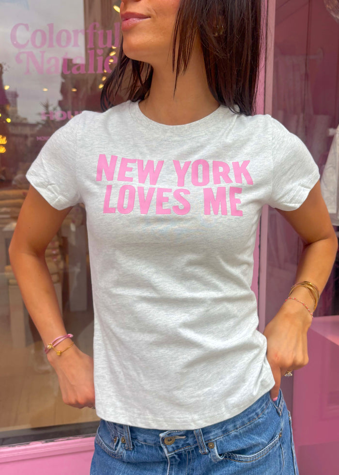 New York Loves Me Grey Baby Tee
