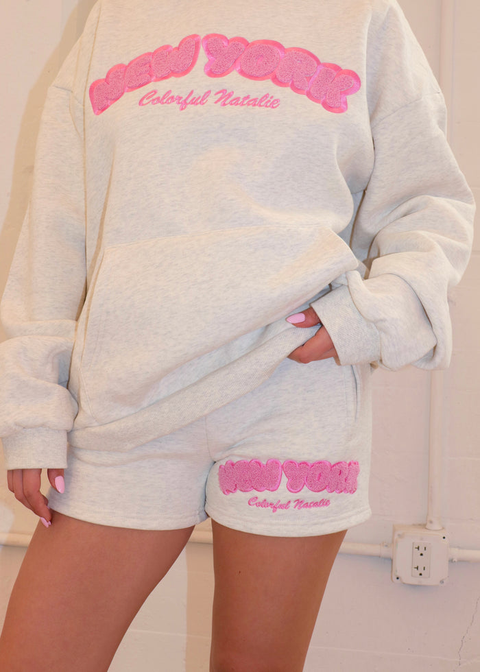 New York Pink Chenille Hoodie