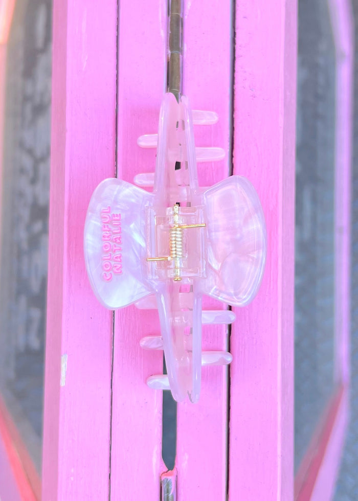 New York Pink Studded Marble Hair Clip