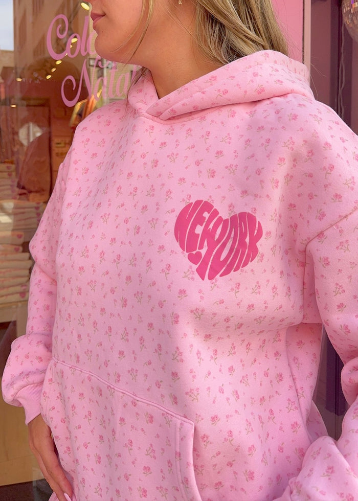 New York Puff Floral Hoodie