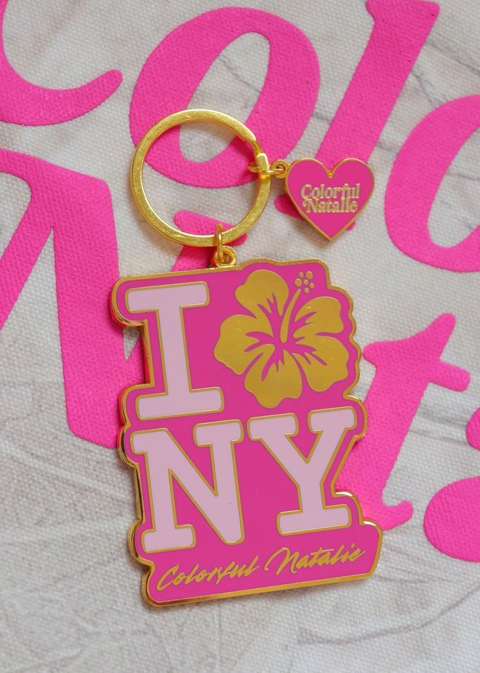 NY Hibiscus Enamel Keychain