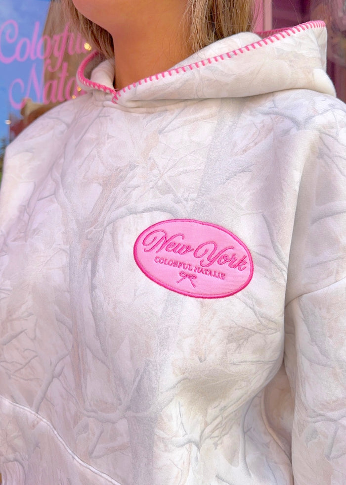 NY Pink Bow Camo Patch Hoodie