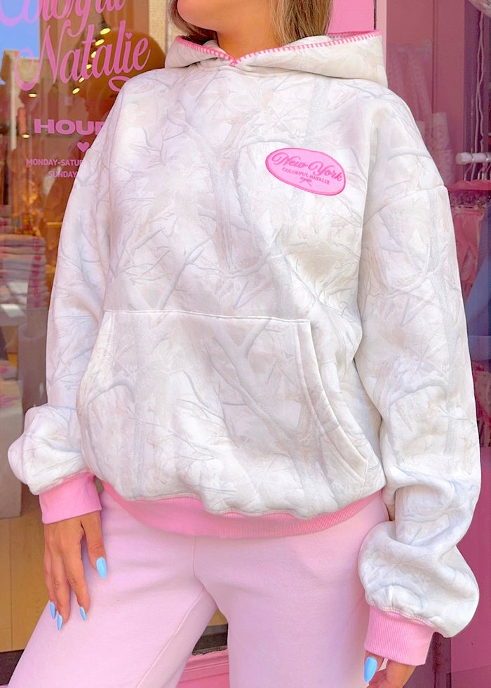 NY Pink Bow Camo Patch Hoodie