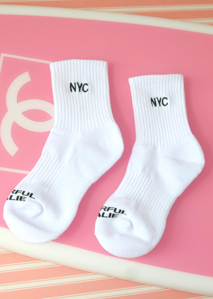NYC Black Embroidered Sock