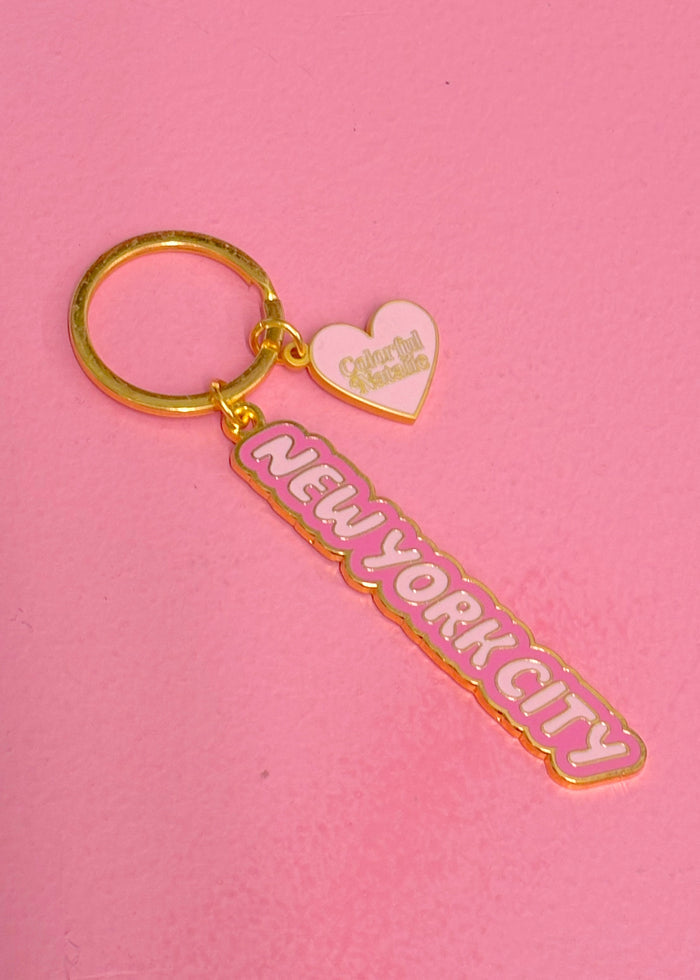 NYC Hot Pink Enamel Keychain