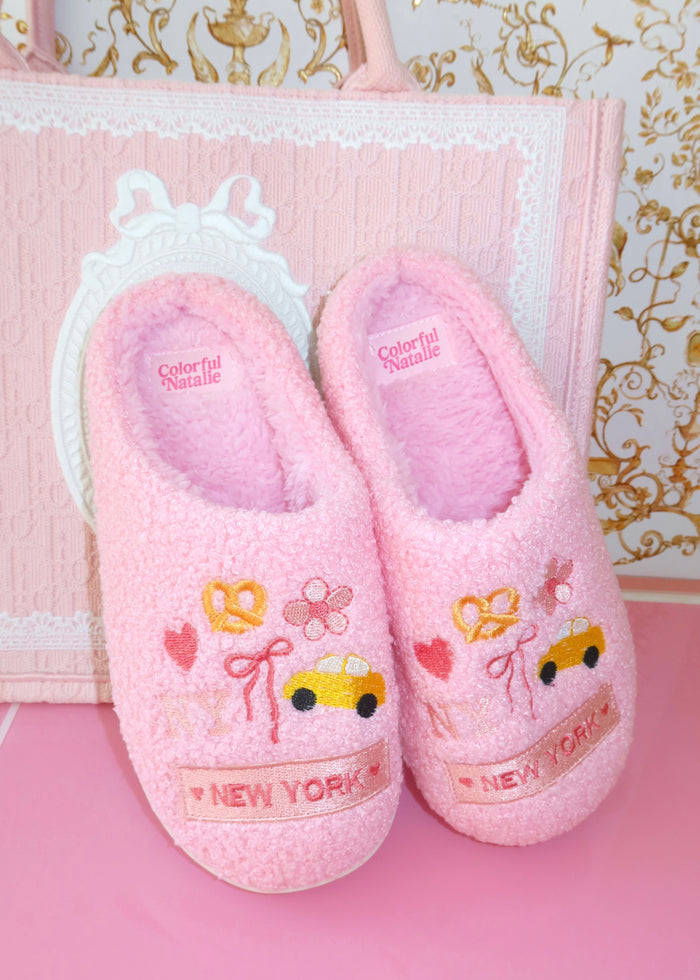 Pink NY Themed Slippers
