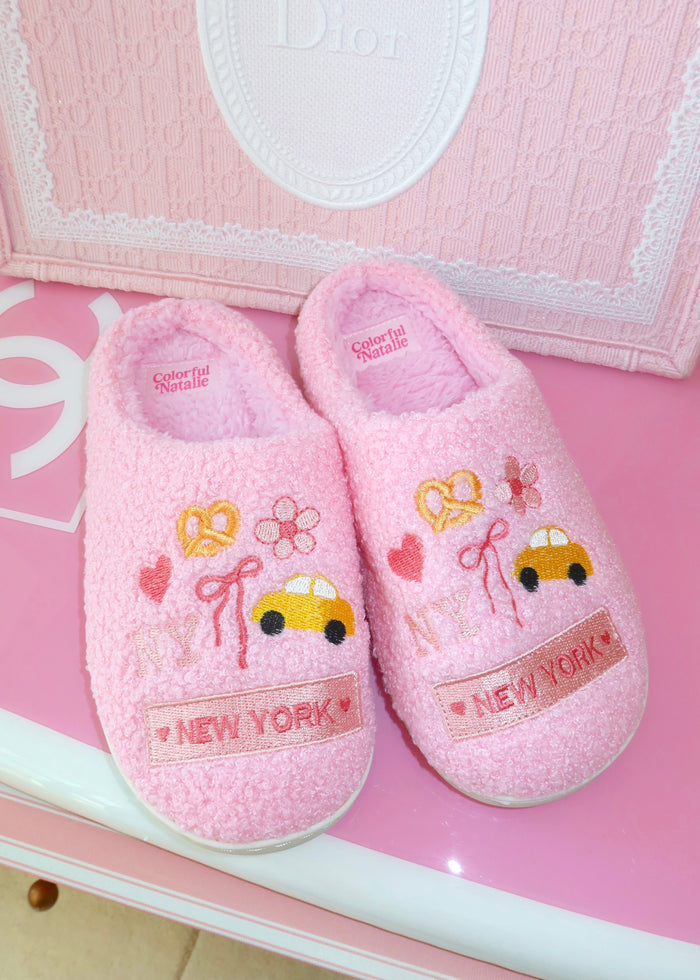Pink NY Themed Slippers
