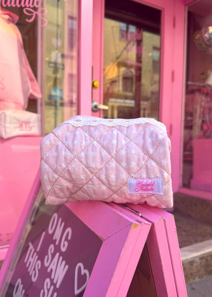 Pink Stars Makeup Bag