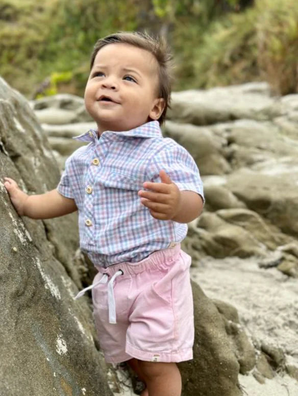 PINK/BLUE/LILAC PLAID HELFORD WOVEN ONESIE