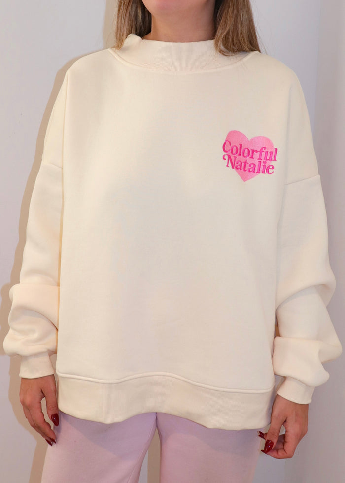 Preorder: NY Themed Cream Heart Mockneck