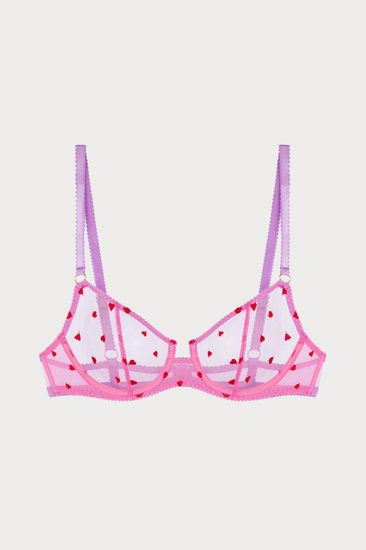 Priya Heart Embroidery Underwire Bra Flamingo Pink