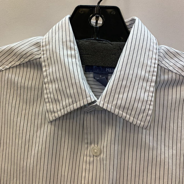Shirt: Short Sleeve Collar Strip Button Up