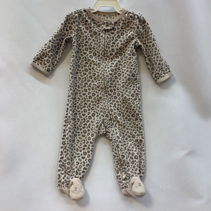 sleeper: footed zip up leopard print