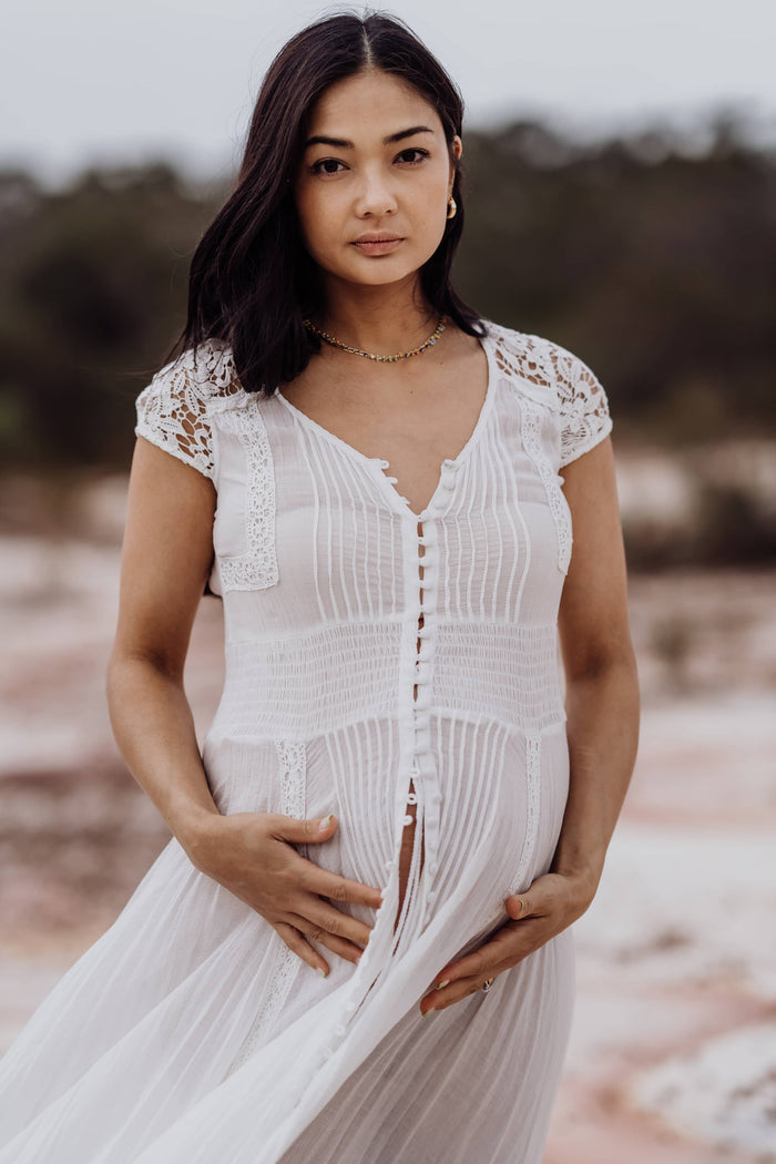 Spell Wild Belle Gown: Maternity Dress Hire - see-through Maternity Photoshoot Dress