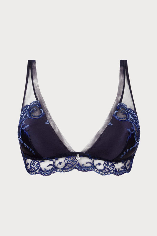 Splendeur Soie Triangle Bra in Navy