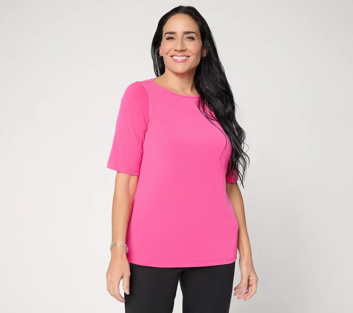 Susan Graver Essentials Liquid Knit Bateau Neck Top