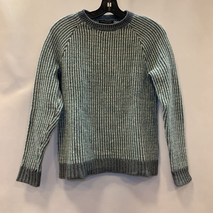 Sweater: Knit Striped gray/green