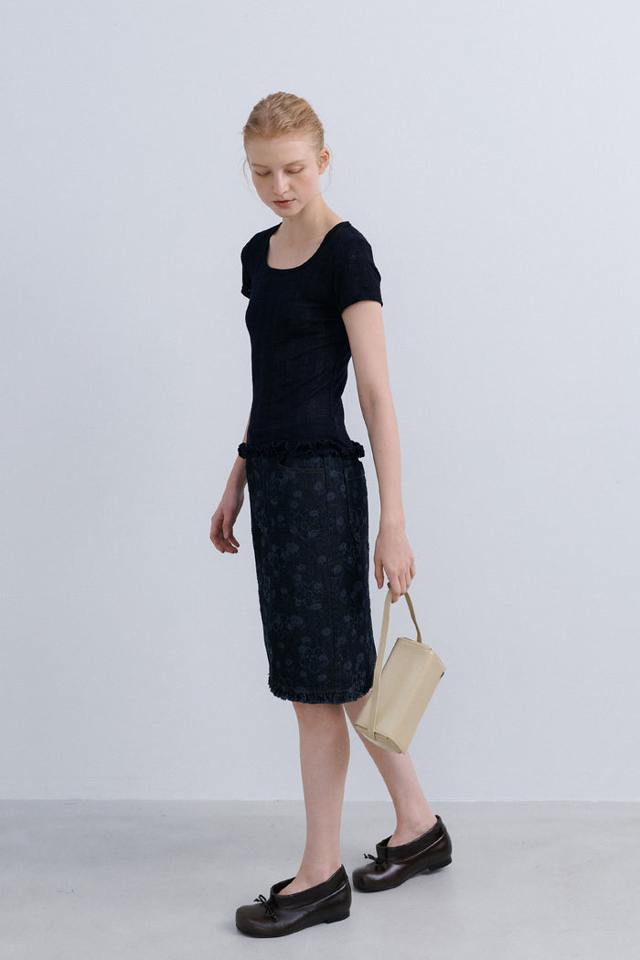 'TAKISADA' WOOL SHORT SLEEVE T - NAVY