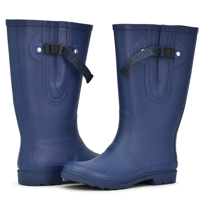 Tall Blue Wide-Calf Wellies (Rain Boots) – Expandable Fit up to 50 cm