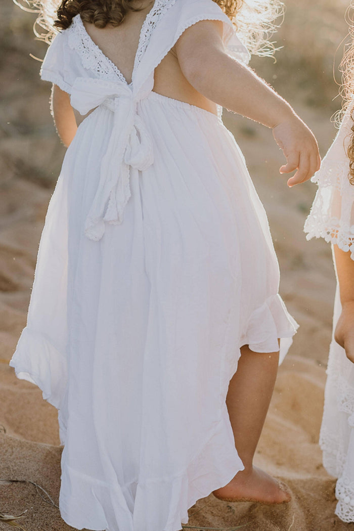 Tea Princess Alouette Dress - Light Ivory Rayon Material - Girl Dresses For Hire