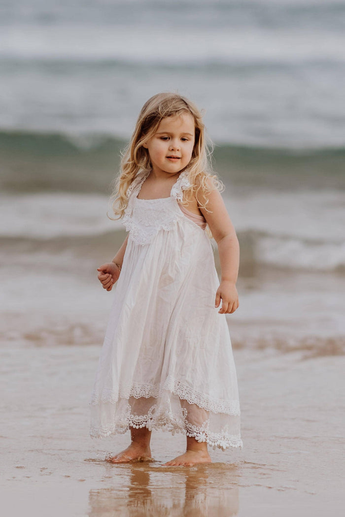 Lace Strap Girl's Dress - Tea Princess Chloe Dress - Girl Dresses For Hire