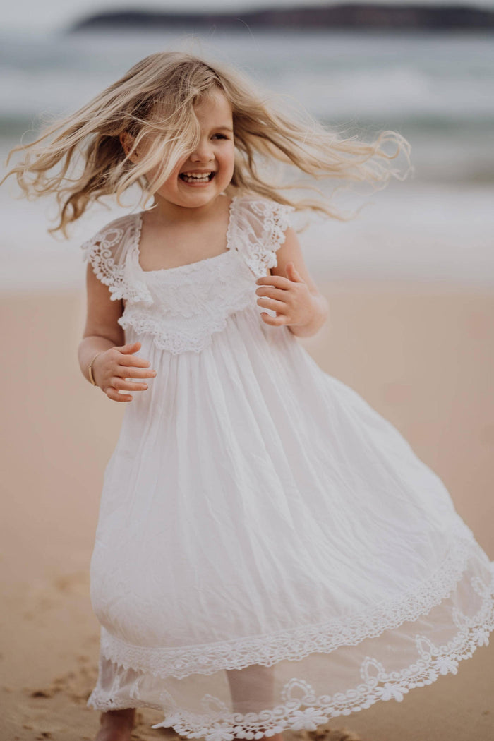 Elastic Back Flower Girl Dress - Tea Princess Chloe Dress - Girl Dresses For Hire