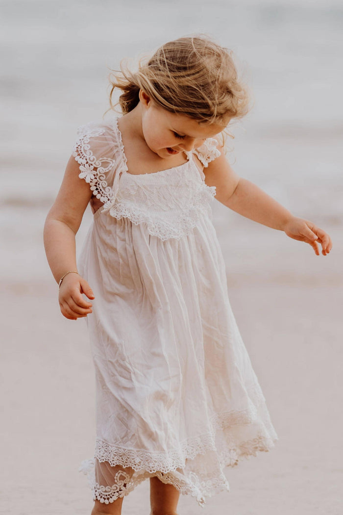 Cross-Back Lace Strap Dress - Tea Princess Chloe Dress - Girl Dresses For Hire