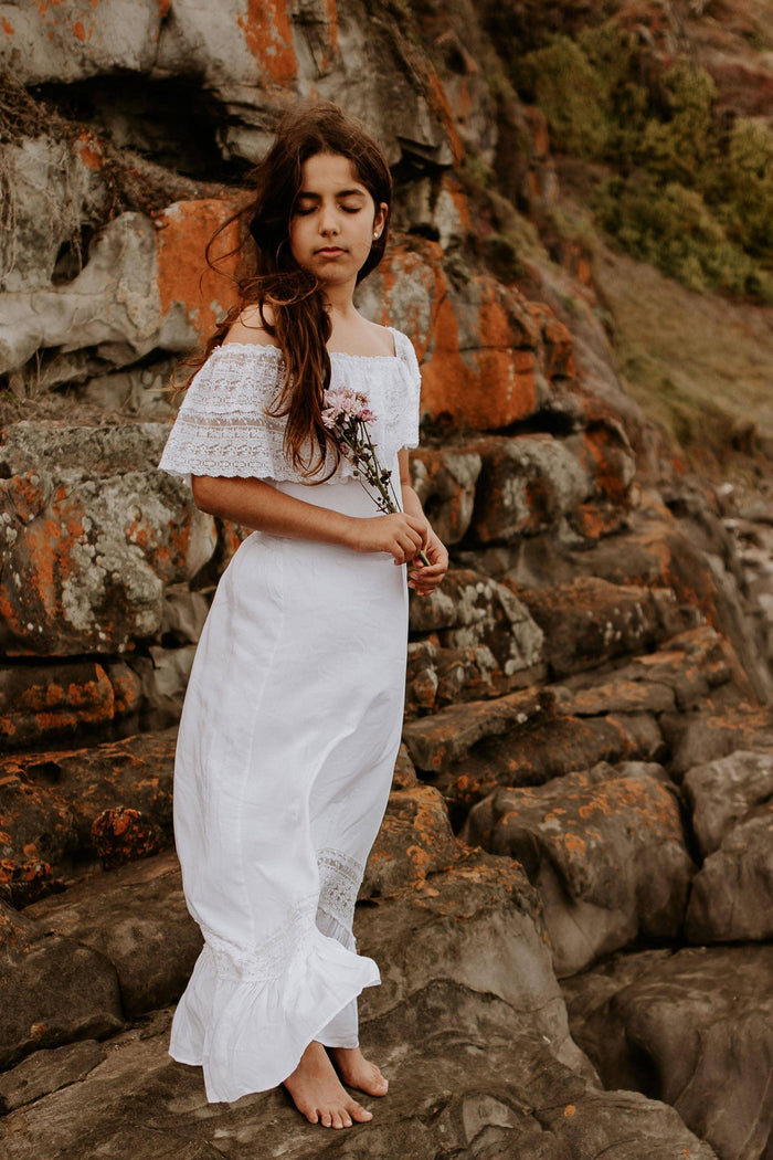 White Stretchy Bodysuit Top - Tea Princess Dove Two Piece Set - Girl Dresses For Hire