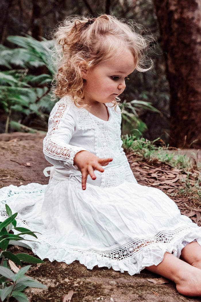 Fully Lined V-Shape Skirt - Tea Princess Ivory Harmony Dress - Girl Dresses For Hire