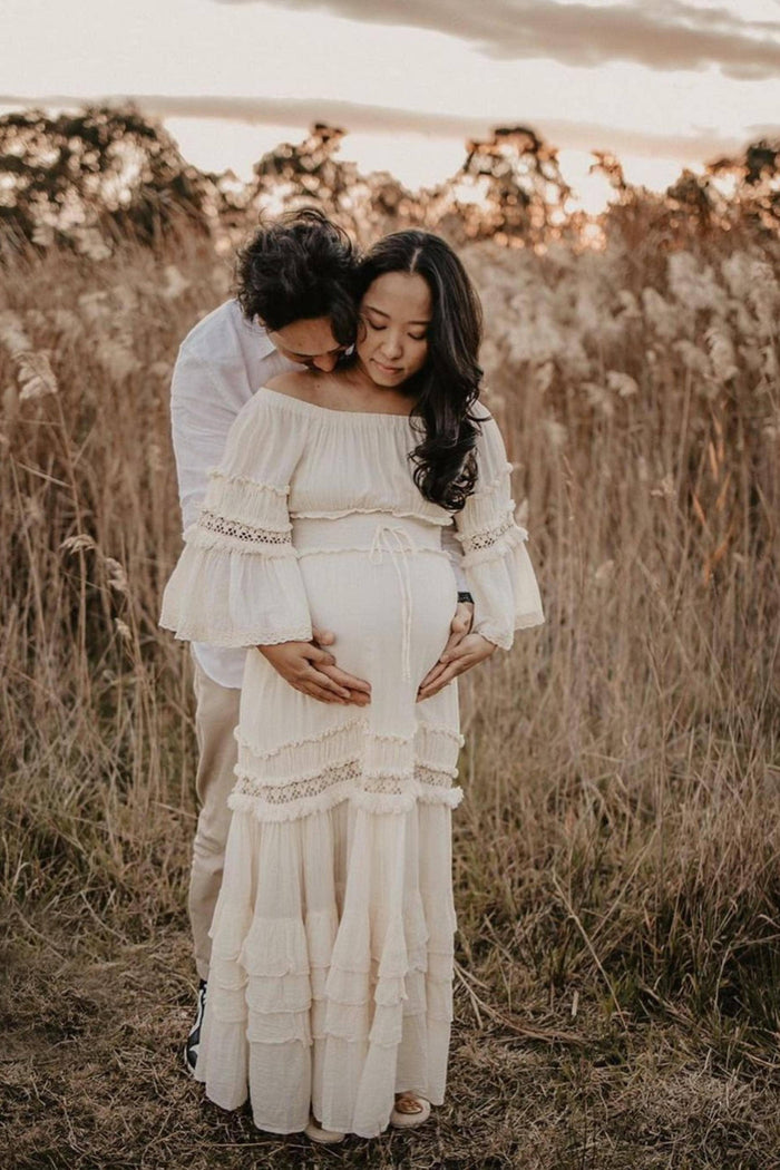 Elastic Neckline and Waistline Dress - The Boho Shed Angelica Dress - Maternity Dress Hire