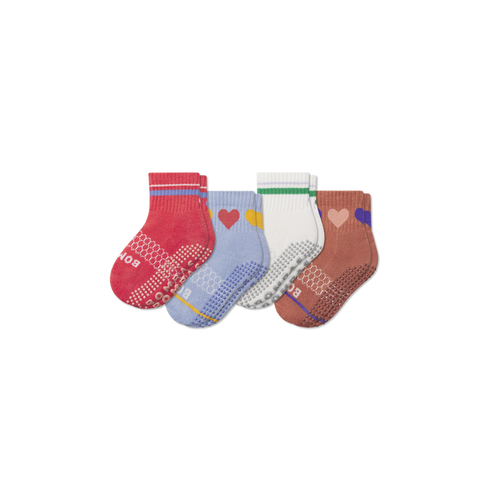 Toddler Hearts Gripper Calf Sock 4-Pack