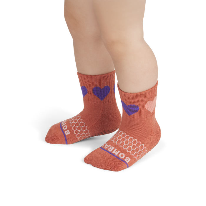 Toddler Hearts Gripper Calf Sock 4-Pack